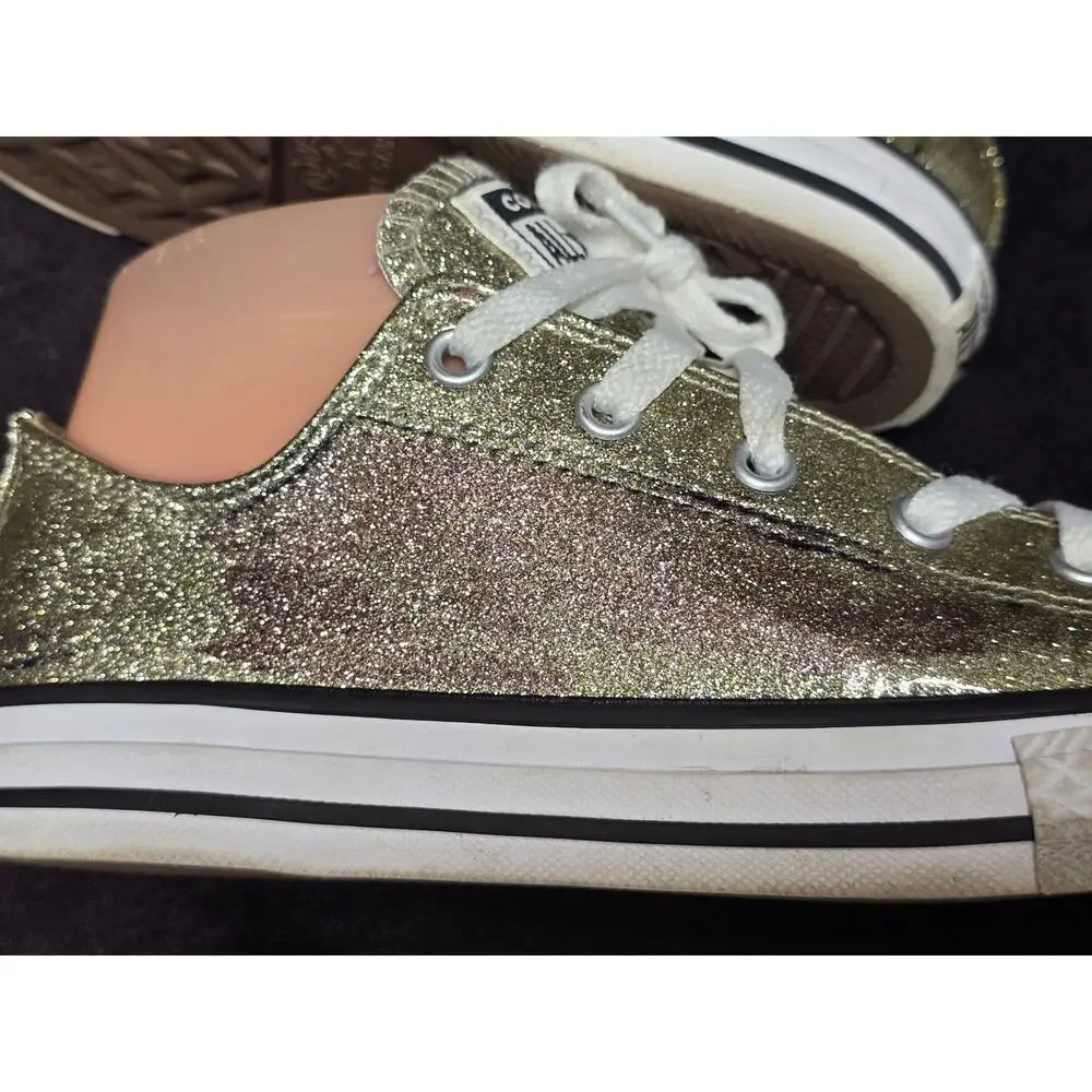 Converse Chuck Taylor Glittery Gold All Star Low Top Sneaker Lace Up Tennis Shoe